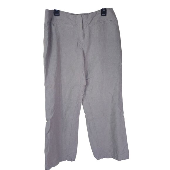 Eileen Fisher Linen Viscose Blend Wide-Leg Pants M Gray Flat Front Coastal - Picture 1 of 9